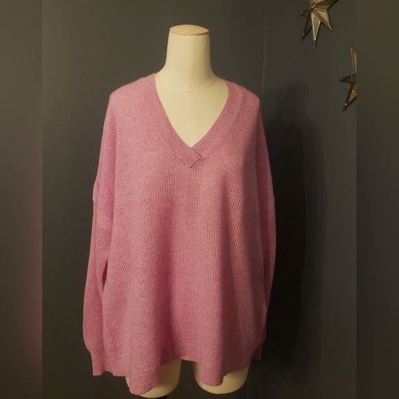 J.Crew Collection Pink V-Neck oversized Pullover Sweater - Picture 1 of 9